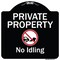 Signmission Designer Series-Private Property No Idling With Graphic, 18" H, BW-1818-9775 A-DES-BW-1818-9775 - alternate 1